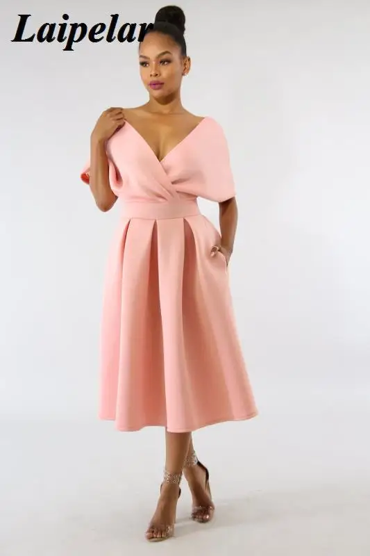 2021 summer dress robe sexy fashion v-neck short-sleeved party Laipelar | Женская одежда