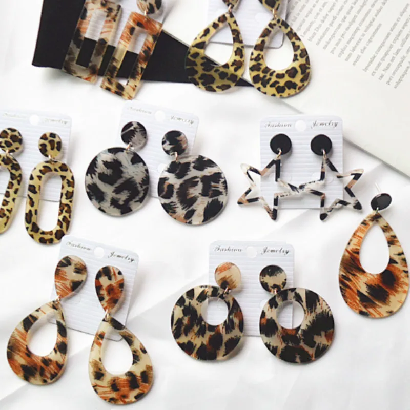 2019 Новый модные пикантные леопардовым принтом акриловые серьги для Для женщин