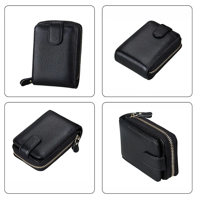 

RFID Wallet Women Men Cow Leather Short Wallet For Credit Cards Multifunction Id Card Holder Hasp Purse Men Women's Card Wallet