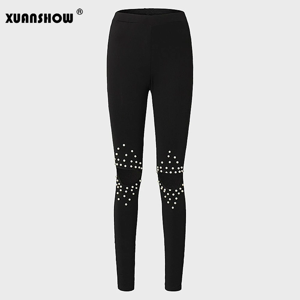 Новинка 2019 модные обтягивающие черные женские брюки XUANSHOW леггинсы для фитнеса в