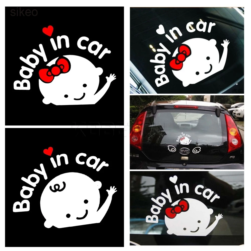 Funny Car styling 3D Cartoon Stickers Baby In Car Warning Car-Sticker Baby on Board Car Accessories High Quality