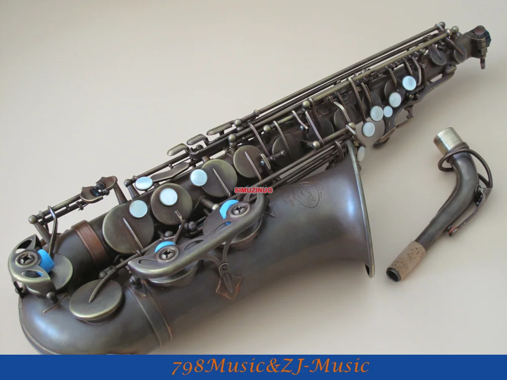 

Новый Античный бронзовый Eb альт-саксофон высокий F # sax с фотографией