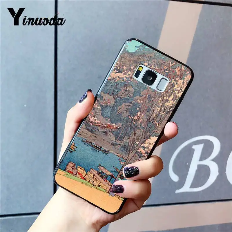 Чехол Yinuoda для телефона с японским художественным рисунком черный мягкий