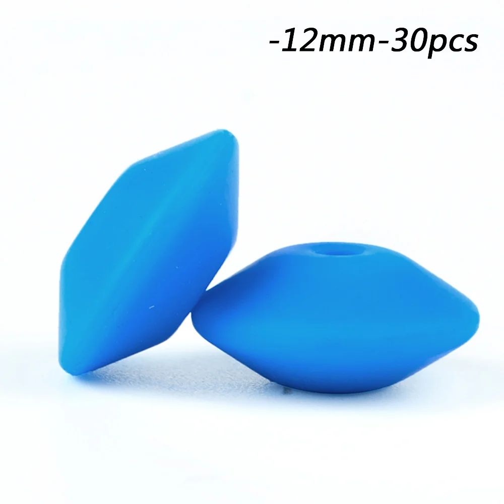 deep skyblue LOFCA 30PCS Silicone Lentil Beads 12mm BPA Free Baby Teethers Pearl For Teething Necklace DIY Charming Nursing Toys Baby Care - Цвет: deep skyblue