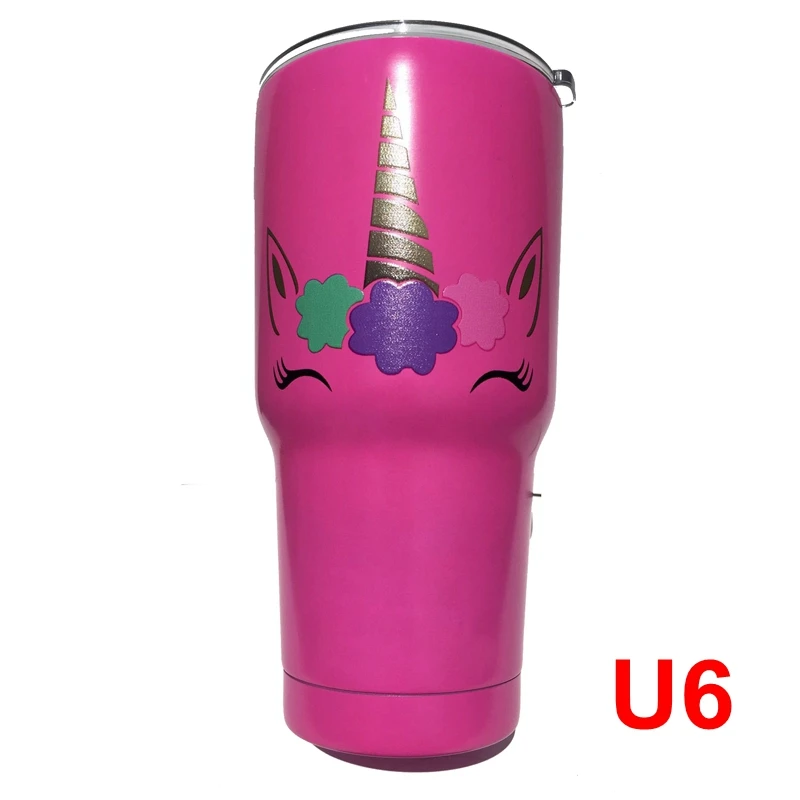 U6-Rose red 50 шт. Единорог бутылка из нержавеющей стали с двойными стенками Вакуумная чашка-термос с Защита от проливов крышка 16 унций 20 унций 22 унций 30 унций 32 унций - Цвет: U6-Rose red