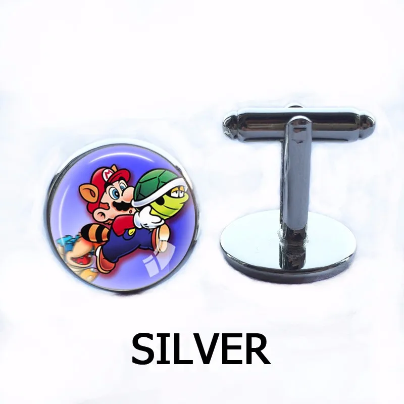 Super Mario Bros Nintendo серебряные запонки гриб рубашка мужчины bouton манжетой мужчины groomsmen свадебные подарки близнецы