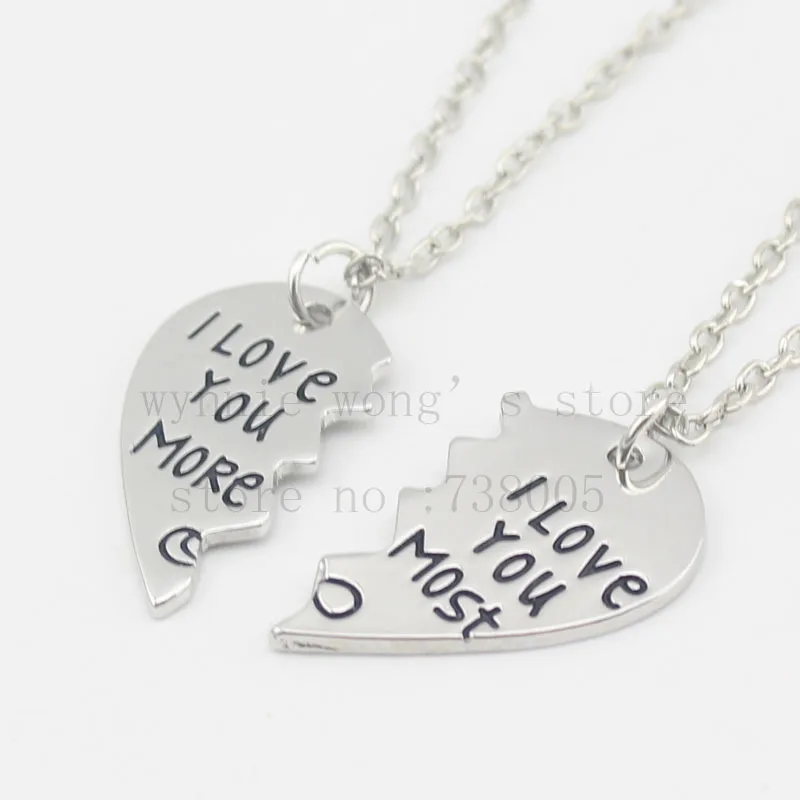 Новинка 2016 ожерелье из 2 частей Я тебя люблю больше брелоки ручной штамповки для