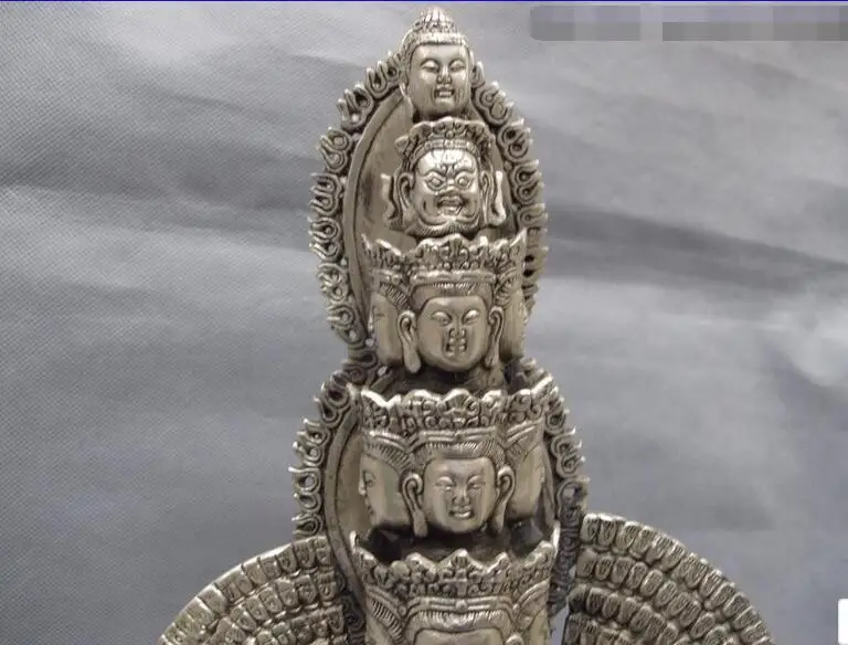 Тибетский буддизм белая медь серебро 1000 ручная Avalokitesvara Guan yin Kwan-yin | Дом и сад