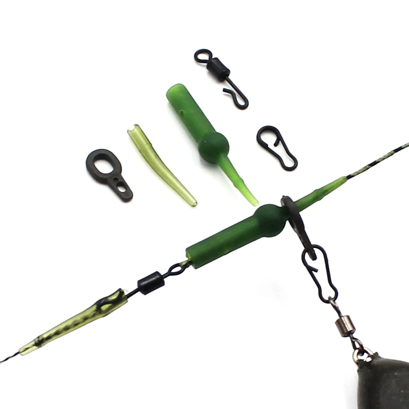 25 шт. набор аксессуаров для ловли карпа, набор снастей для бега Chod Heli Buffer Sleeve Rolling Swivel рыболовный крючок Rig соединительное кольцо