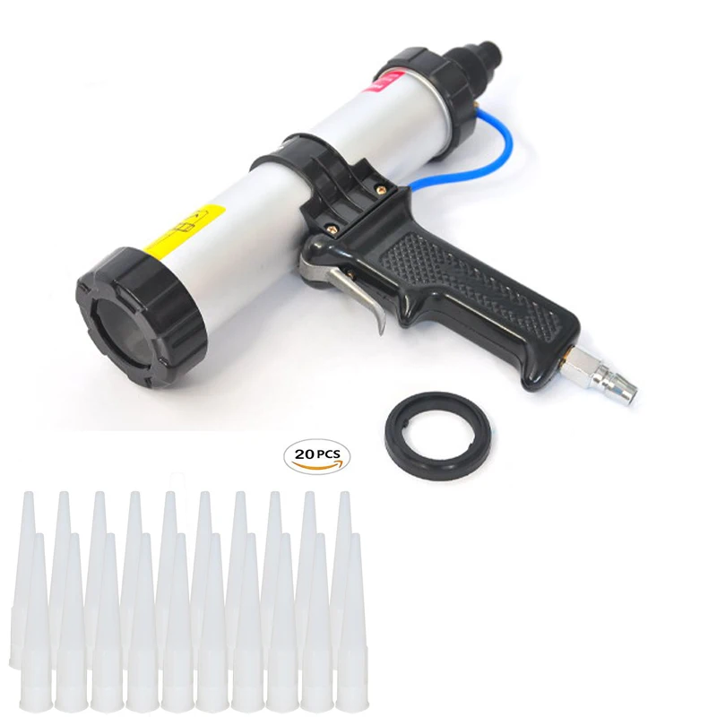 310ml Cartridge Sealant Type 10.3oz Airflow Caulk Gun with 20pcs Cartridge Nozzle Airflow Caulking Gun Pneumatic Caulk Gun