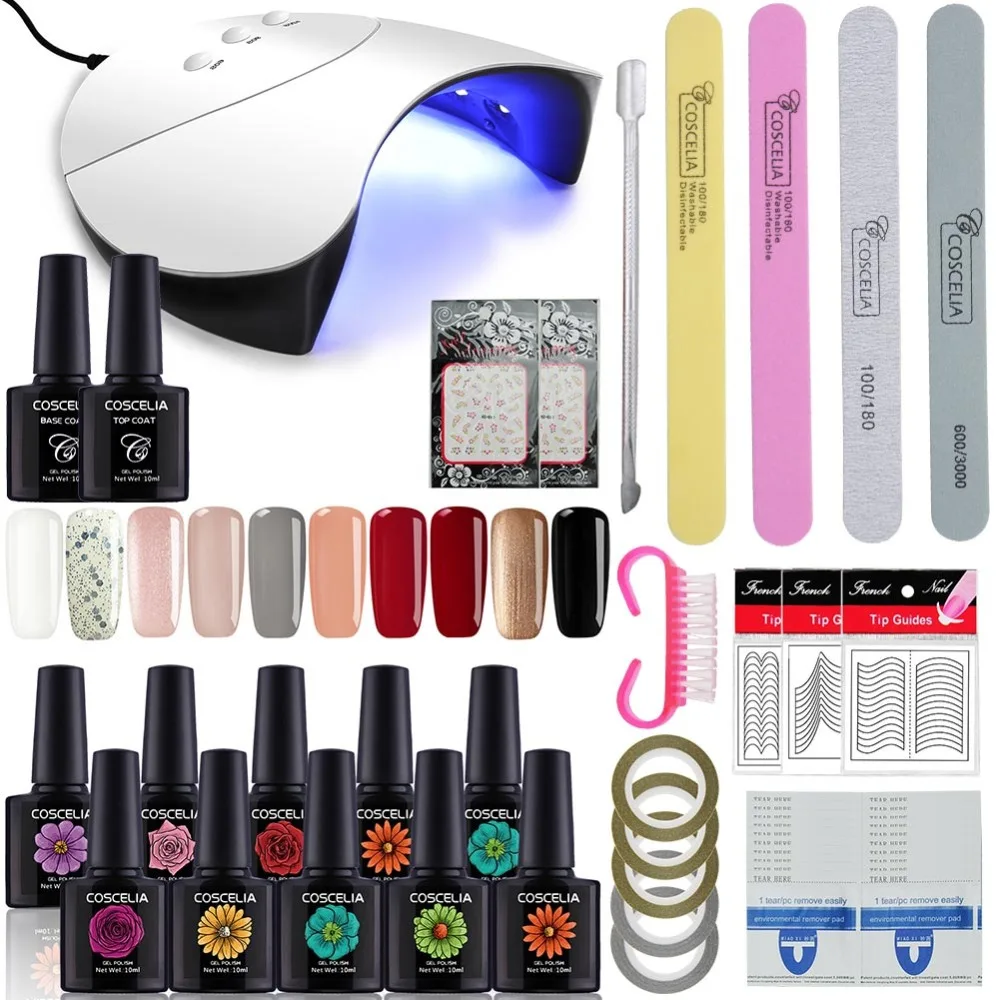 COSCELIA маникюрный набор 36 Вт УФ светодио дный лампы Сушилка для наборы ногтей 10 шт.
