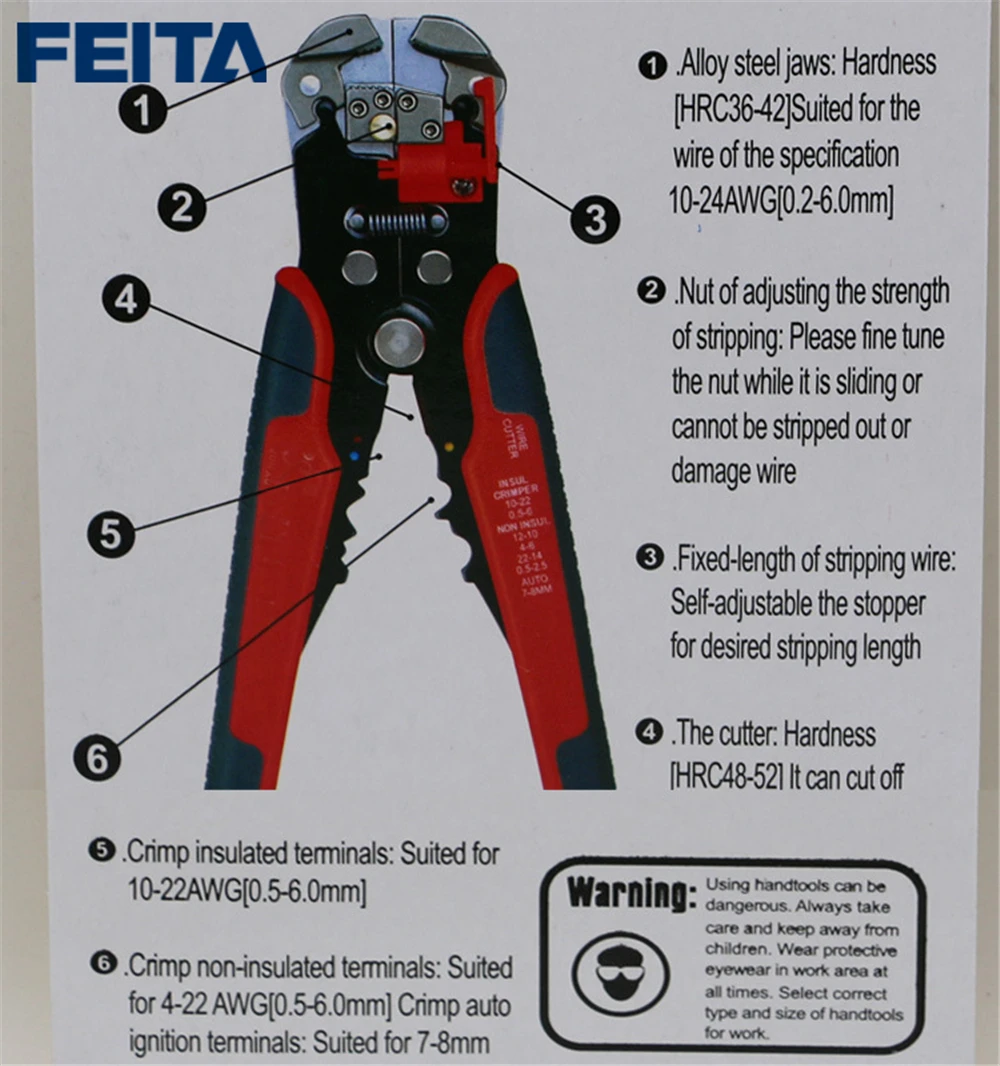 

0.2-6.0m Wire Stripper Automatic Crimping Tool Peeling Pliers Adjustable ferramentas Cutter herramientas multitool Multifunction