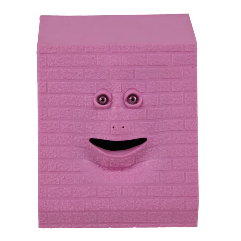 Улыбка счастливы розовый кирпичной лица банк сохранение датчик монета деньги