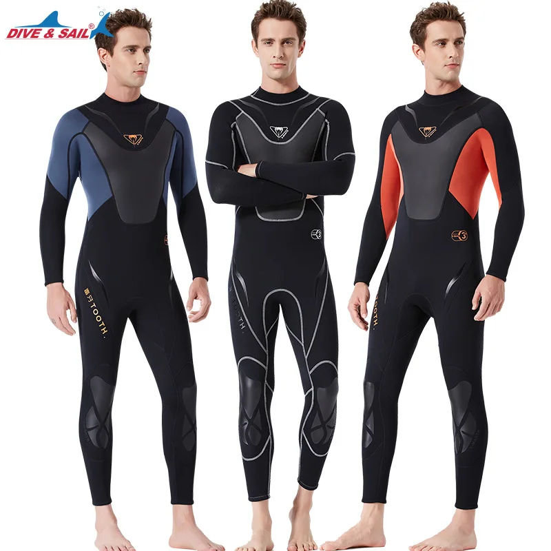 

DIVE&SAIL Men Full-body 3mm Neoprene Wetsuit Surfing Swimsuit One-piece Scuba Diving Snorkeling Spearfishing Wet Suit