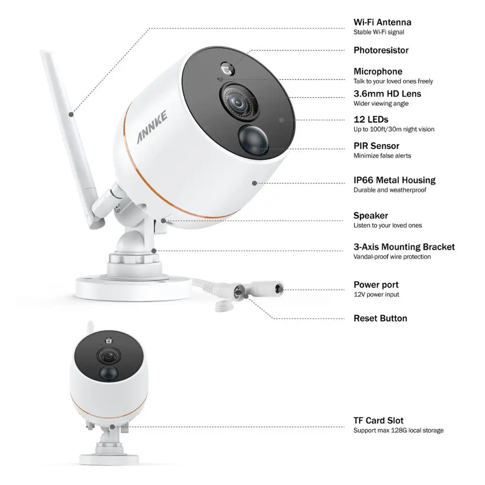 ANNKE 1 шт. FHD 1080P Беспроводная ip-камера уличная влагостойкая PIR Дефлекция движения CCTV