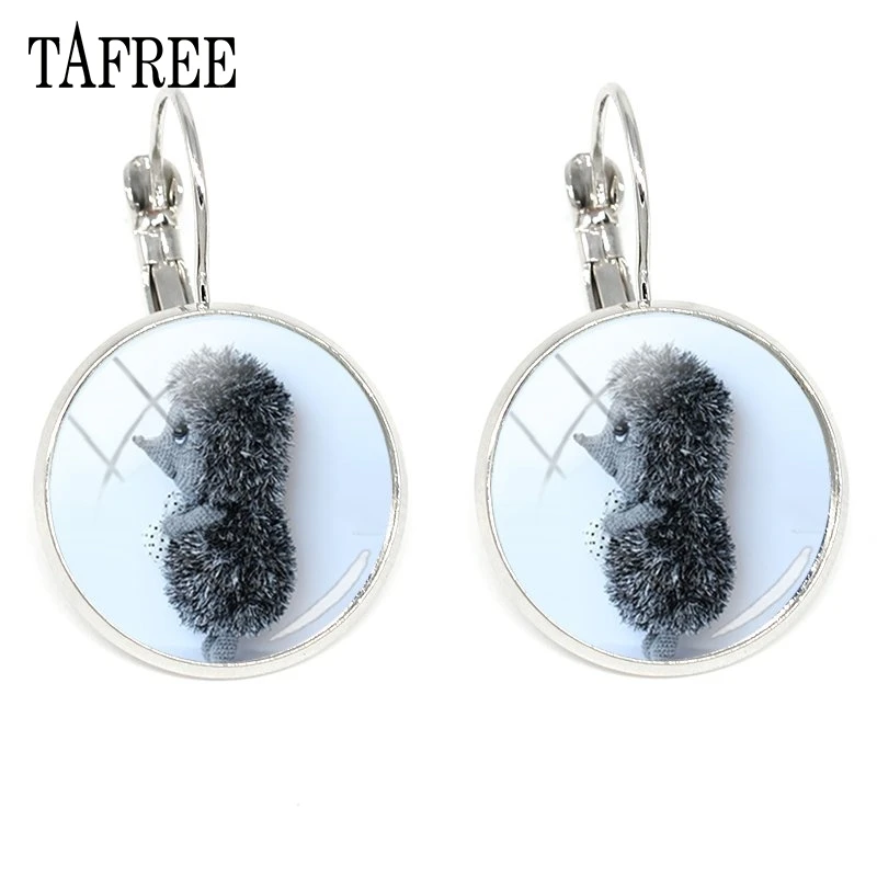 HF05 TAFREE Hedgehog в тумане, клипсы, серьги,, новинка, стеклянный кабошон, Купольные серьги ручной работы, для женщин и девушек, подарки, ювелирные изделия HF04 - Окраска металла: HF05