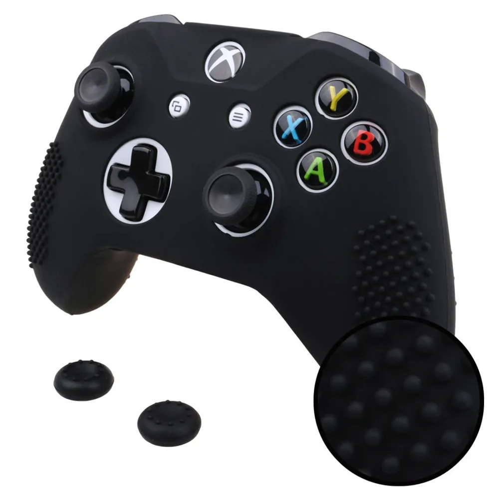 IVYUEEN Шипованный Противоскользящий силиконовый резиновый чехол для XBox One X S тонкий контроллер с 2 джойстиками - Цвет: Черный