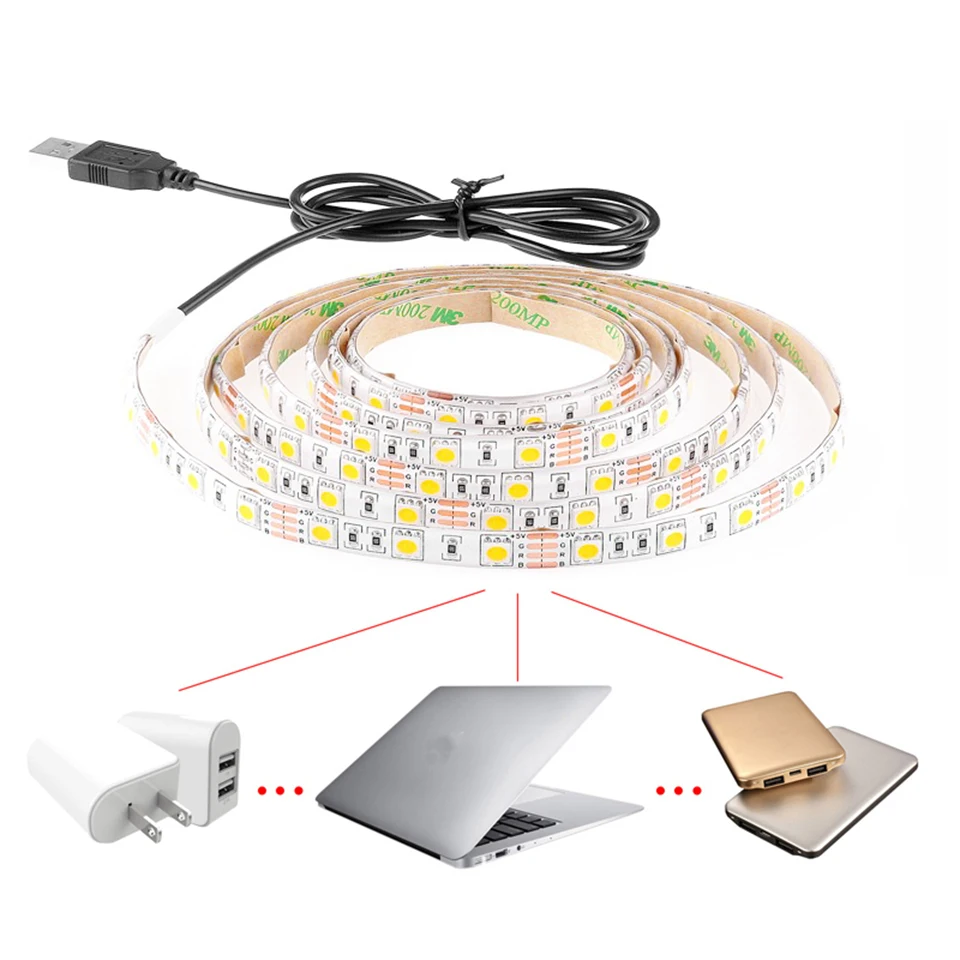 DC 5 V SMD3528 usb IP65 Водонепроницаемая светодиодная лента RGB ТВ ПК полосы света стол