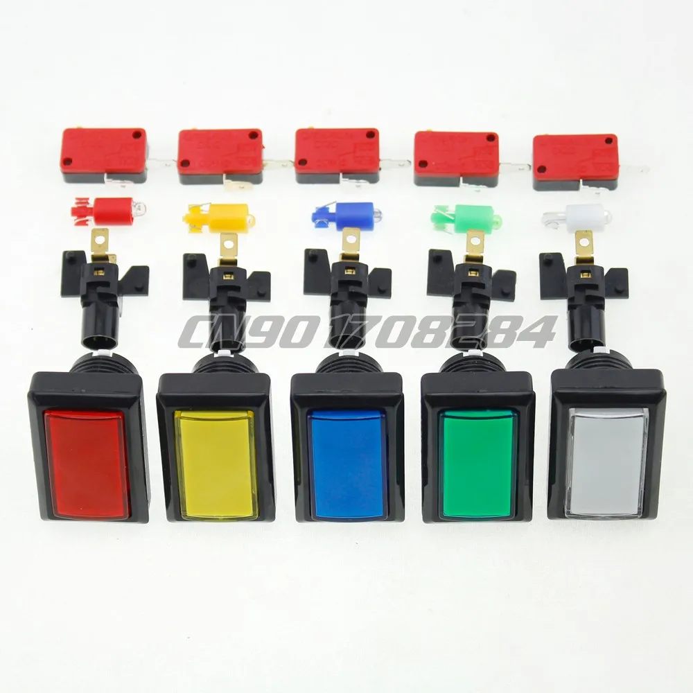 5x Новый Beatmania IIDX прямоугольник LED подсветкой кнопки для аркадных игр DIY наборы