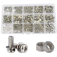 phillips pan head machine screw metric thread combination bolt nut washer assortment kit set stainless steel m2 m2 5 m3 m4 m5