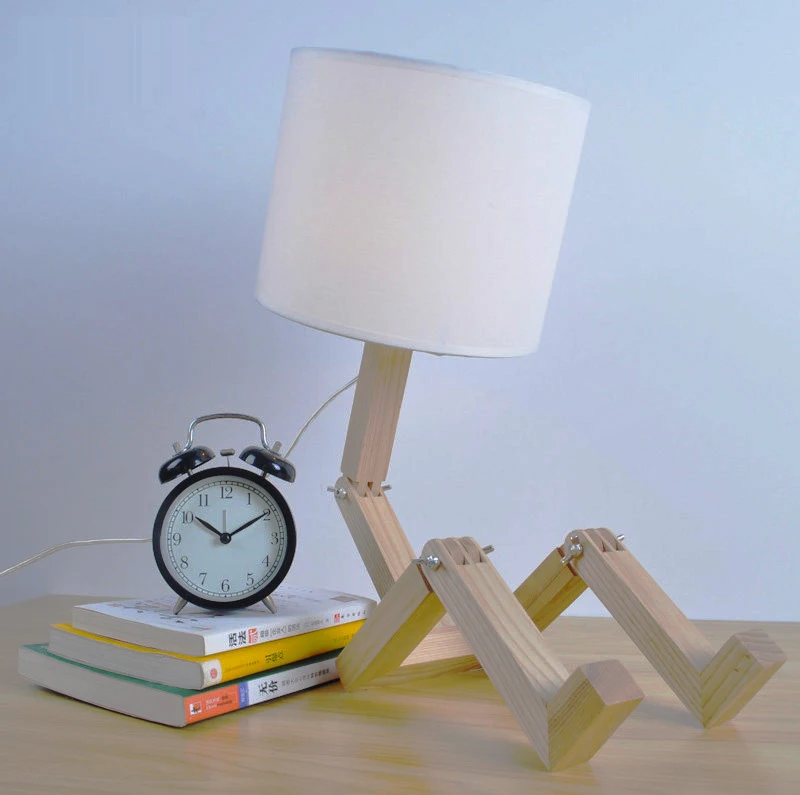 European Style Table Lamp Wooden Bedside with Fabric Lampshade lamparas de mesa Desk Light Deco Luminaria For Living Room Освещение