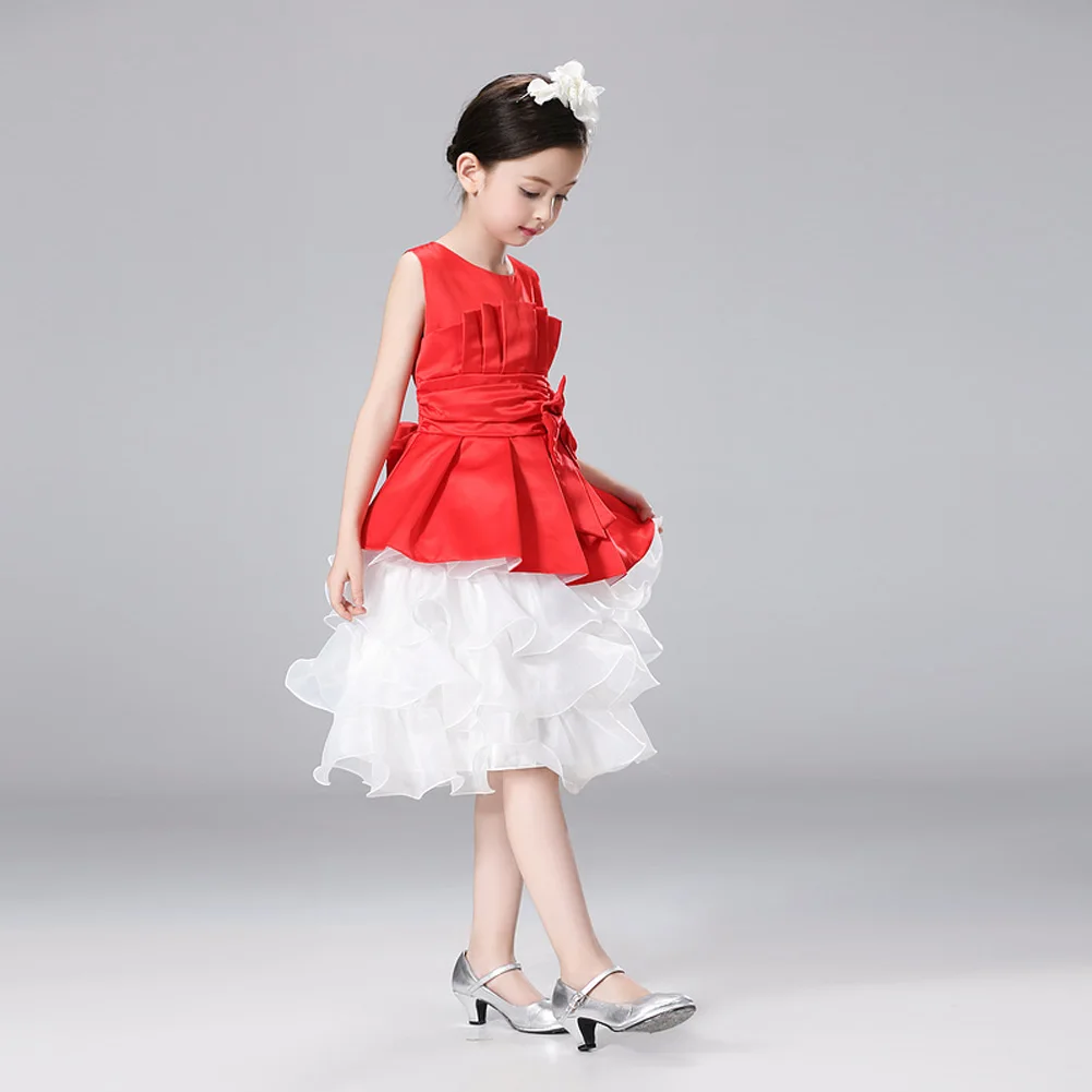Модное платье для девочек без рукавов с бантом-бабочкой милое Бальное Платье До