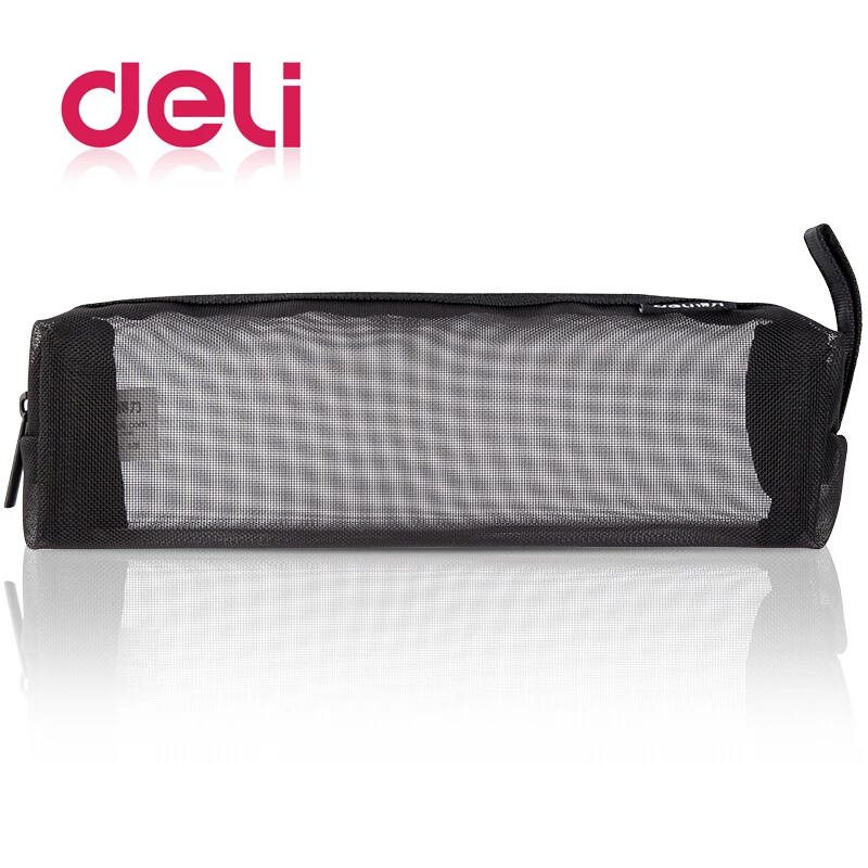 Deli 1 шт. прозрачная сумка для карандашей черная газовая большая емкость студентов