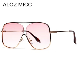 ALOZ MICC новые большие квадратные женские солнцезащитные очки дизайнерские модные мужские металлические полуоправы солнцезащитные очки UV400 очки Q435