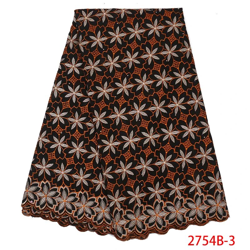 2018 African Swiss Lace Fabric Voile In Switzerland High Quality Nigerian Embroidered Cotton with Stones KS2754B-1 | Аксессуары для
