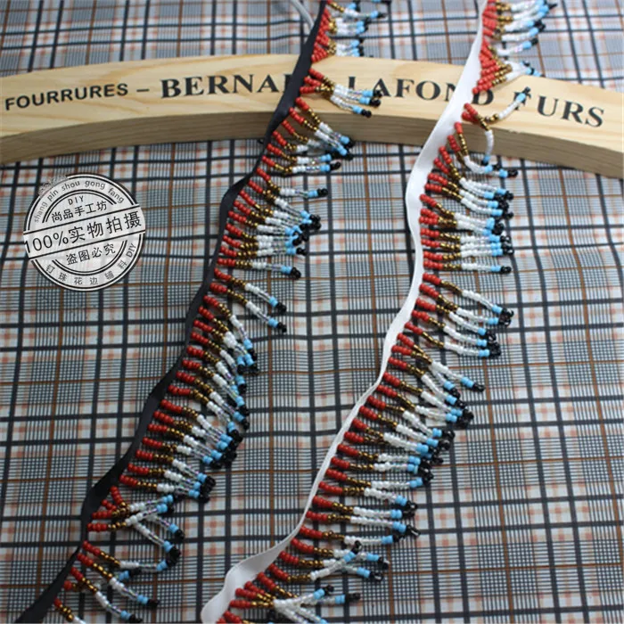 

2Yards Pearl Fringe Beaded Lace Trim Garment Dress Tassel Lace Decoration Shoes Ornaments Colorful Bohemia Hanging Bead Curtain