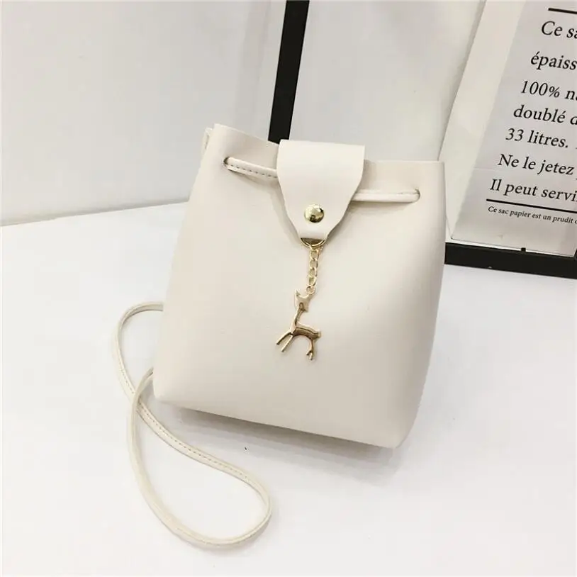 06 White Модные сумки с подвеской в виде оленя, мини-сумки для телефона, кошелек для монет, Женская плечевая сумка-мешок, сумка-мессенджер через плечо - Цвет: 06 White