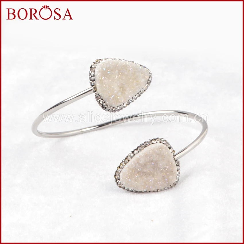BOROSA 5 шт. Druzy камень браслет двойной кристалл проложили драгоценный треугольник