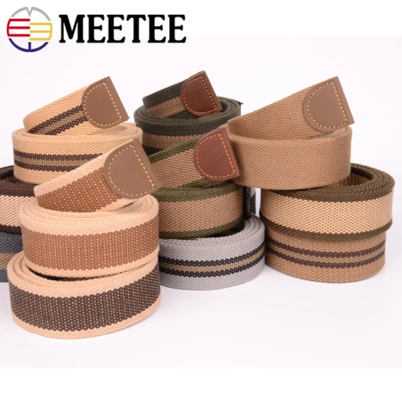 Meetee 1pcs 110cm 4mm Thick Woven Canvas Webbing Belt Suitable for Alloy Buckle DIY Manual Sewing Accessories BD349 |