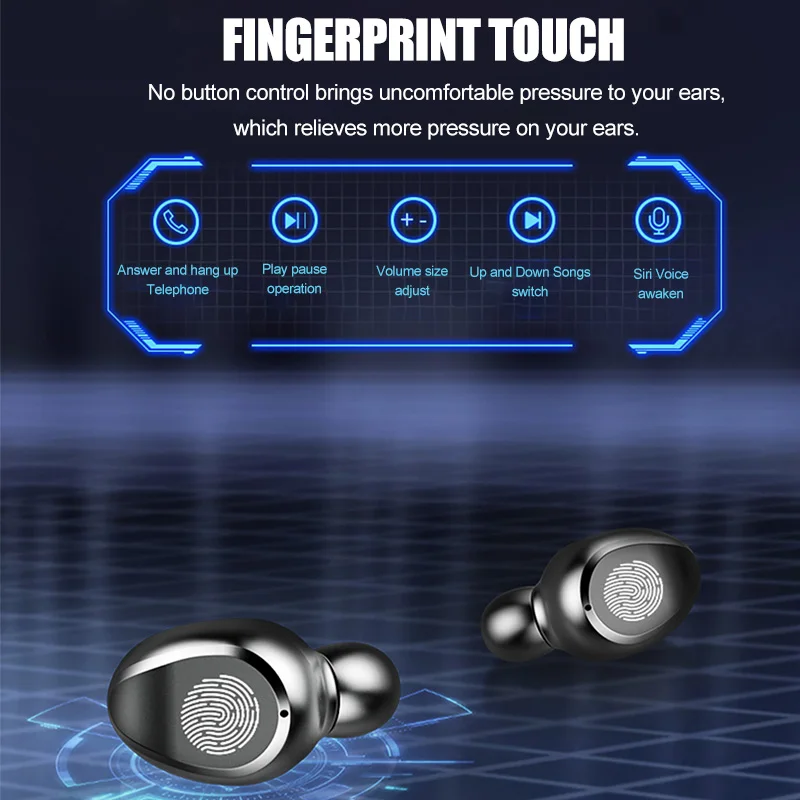 Беспроводные наушники F9 TWS стерео auriculares bluetooth HIFI бас IPX7 водонепроницаемый 2000 мАч