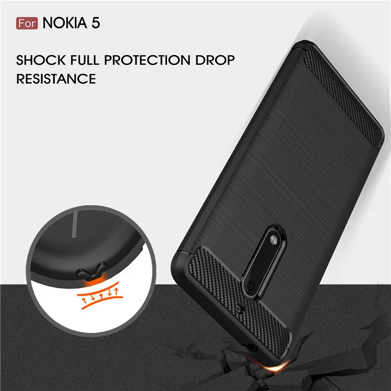 Whyes чехол для Nokia 5 2 3 6 углеродное волокно мягкий ТПУ тяжелый ударопрочный Полная