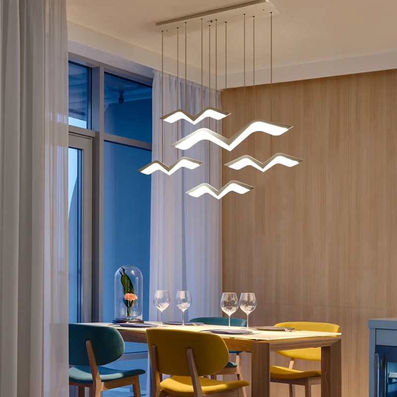 

Modern Seagull Shape Restaurant Led Pendant Lamp Living Room Bedroom Hanglamp 220V Remote control Nordic Foyer Hall Luminaire