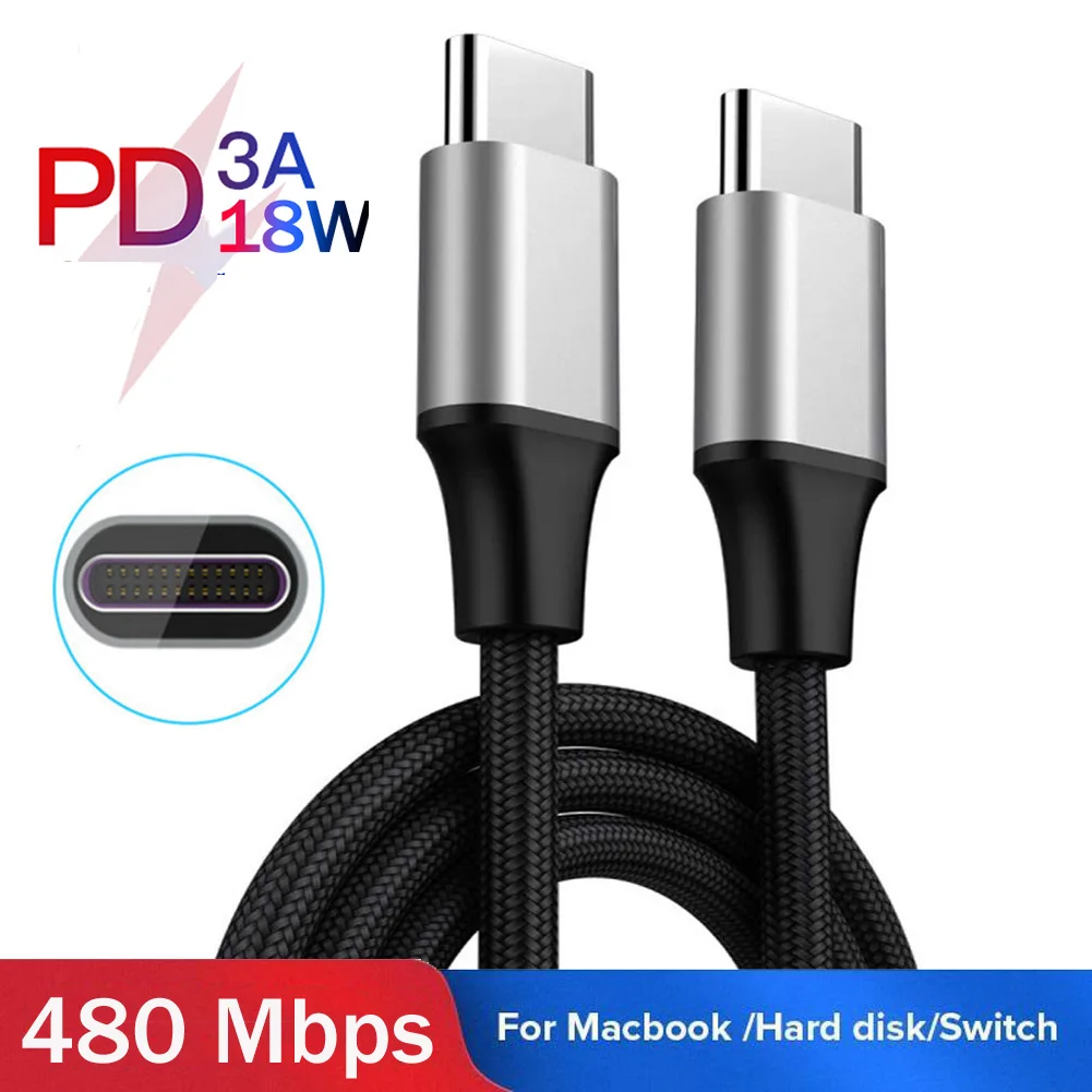 Jetjoy USB C к USB C type C кабель Male to Male 3A PD кабель для быстрой зарядки данных зарядный кабель нейлоновый плетеный провод PD 18 Вт Быстрая зарядка