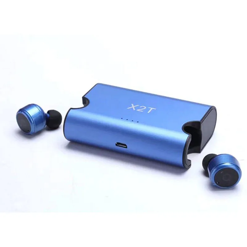 Blue Yulubu Водонепроницаемый Bluetooth 4,2 наушники X2T TWS Беспроводная зарядка коробка для мобильного телефона для Android iphone samsung xiaomi huawei - Цвет: Blue
