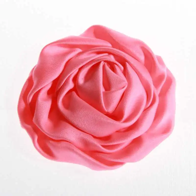 Neon Pink 10 шт. " Модный рулон атлас с розочками цветы для головной повязки Мягкий тканевый цветок из шелка для женщин заколки для волос аксессуары - Цвет: Neon Pink