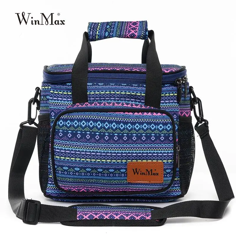 blue lunchbag Winmax Модная Портативная изолированная сумка для ланча, Термосумка для еды, пикника, сумки-холодильники для ланча, для женщин, детей, мужчин, сумка-холодильник для ланча, сумки - Цвет: blue lunchbag