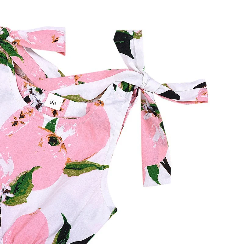 Комбинезон для маленьких девочек Летняя одежда с цветочным узором без рукавов