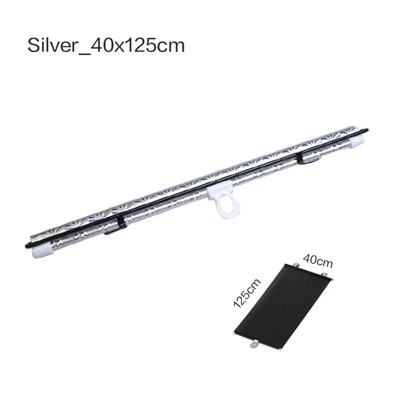 Silver 40x125cm Солнцезащитный козырек для лобового стекла автомобиля, автомобильные шторки на переднее и заднее боковое окно, солнцезащитные шторки с защитой от ультрафиолета, универсальный черный чехол на присоске, занавеска - Цвет: Silver 40x125cm
