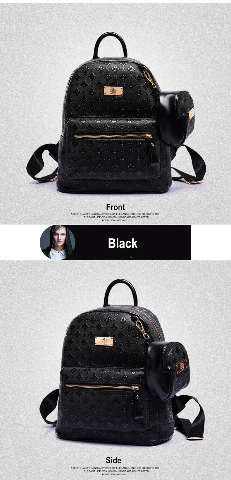 Fashion Brand Women Backpack Leather Zipper Backpack School Bags For Teenagers Girls Waterproof Travel Backpack Champagne Female