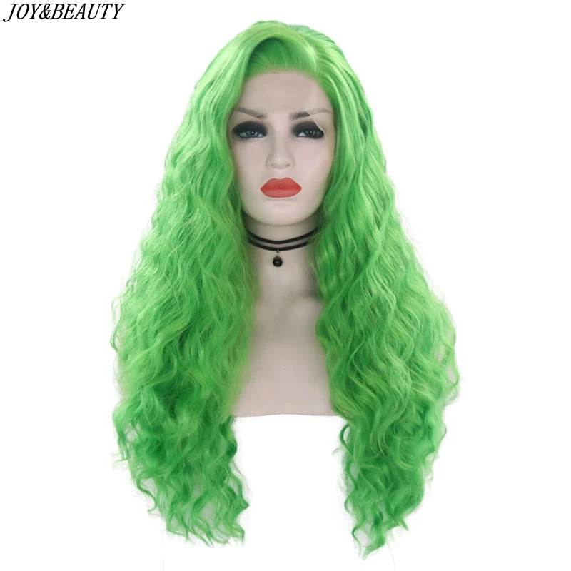 JOY& BEAUTY зеленый парик на кружеве 2" длинный кудрявый парик термостойкий косплей синтетический парик на кружеве для женщин
