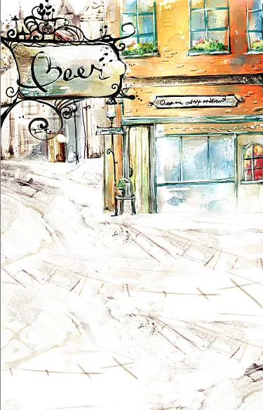 Улично-Дорожной Мультфильм Магазин дом Свадебной Фотографии фона ткани дети