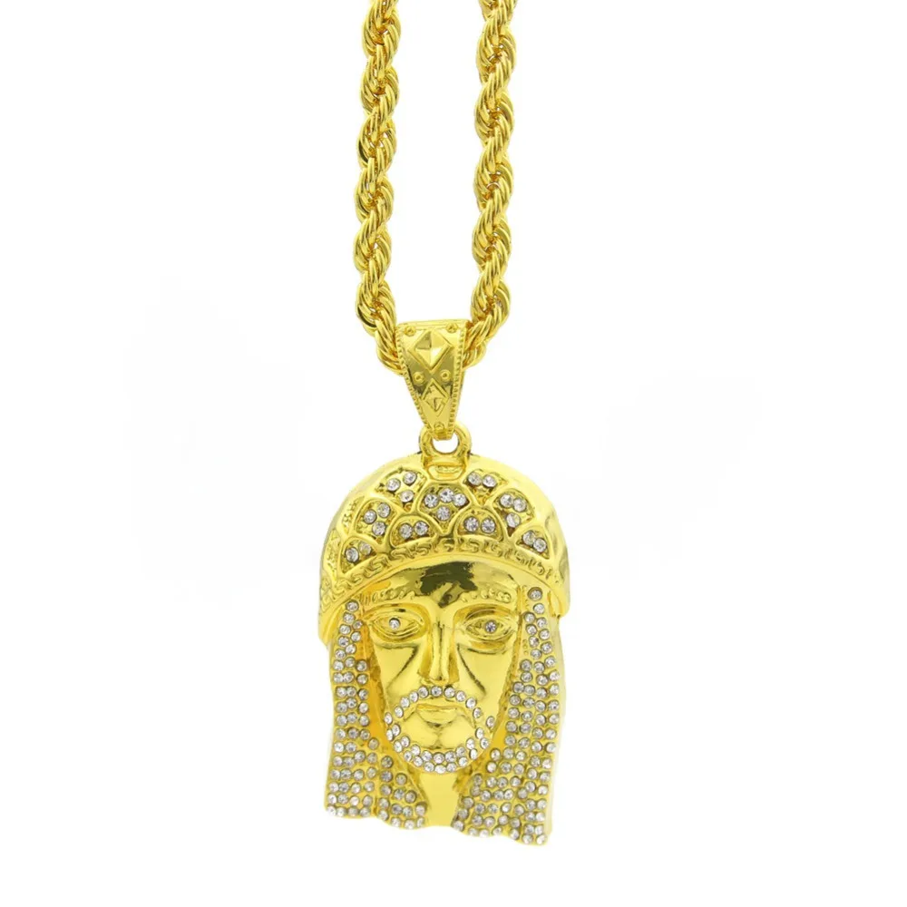 MCSAYS золотой CZ Кристалл Iced Out голову Иисуса шт кулон хип-хоп Цепочки и ожерелья