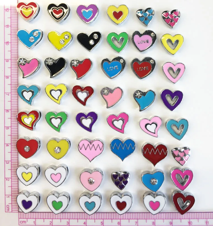 50 шт 8 мм смешанный стиль эмалированные сердца слайд амулеты Слайд буквы DIY