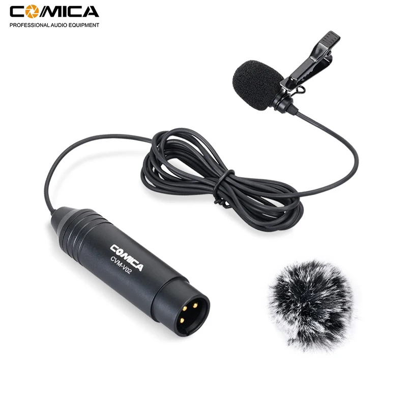 Компактный кардиоидный петличный микрофон COMICA CVM V02C XLR 48 В с фантомным питанием