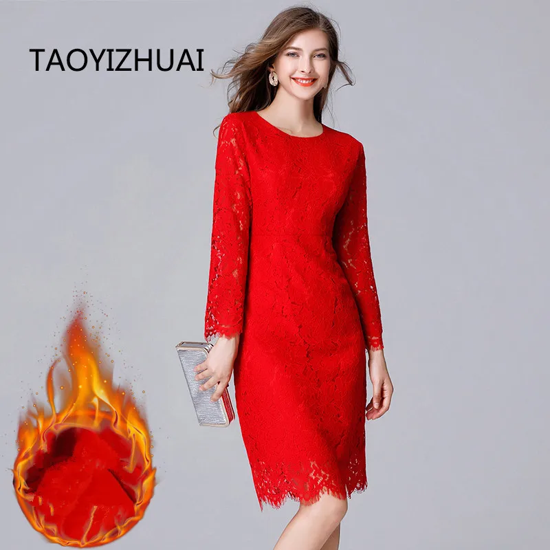 TAOYIZHUAI 2019 зимнее винтажное стильное модное платье с вырезами и манжетами размера