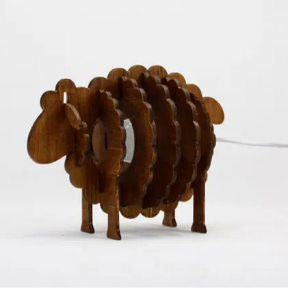 

EG cute adorable bleating sheep lamp base DIY handmade wooden reading table lamp for sale